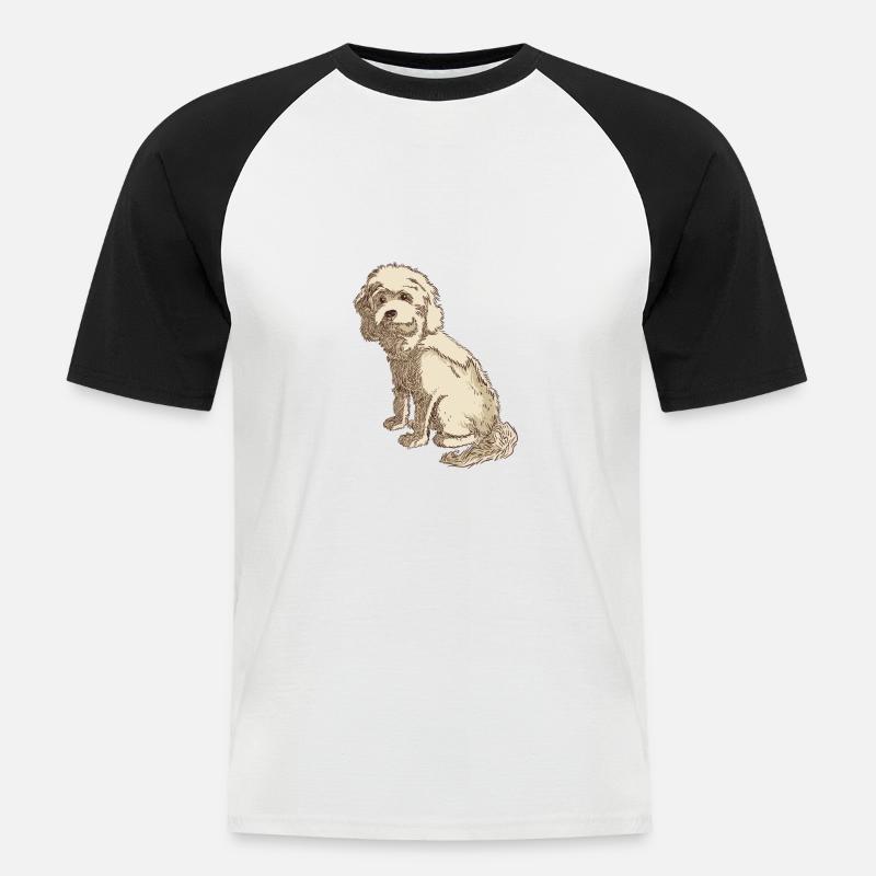 Cockapoo Hundezeichnung eines Cockapoo - Männer Baseball-T-Shirt - Weiß/Schwarz