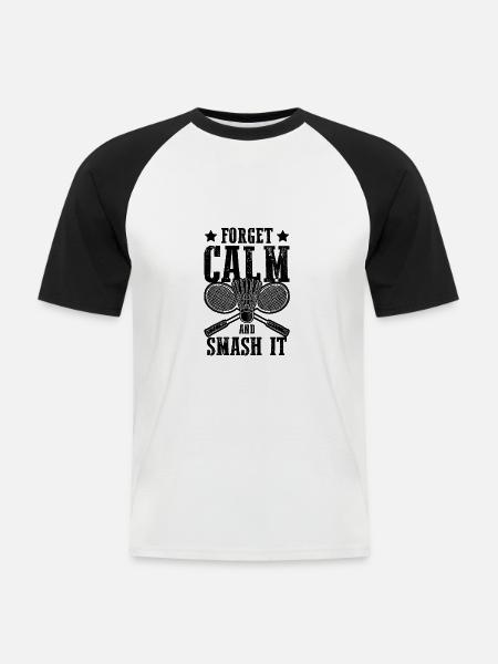 Badmintonschläger Badminton - Männer Baseball-T-Shirt - Weiß/Schwarz