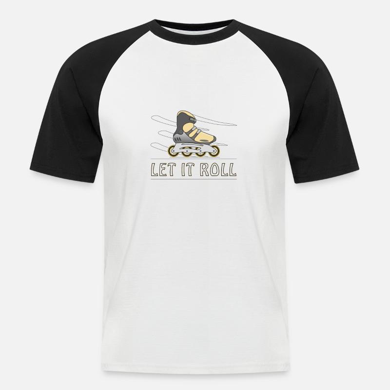 INLINE SKATER LET IT ROLL - Männer Baseball-T-Shirt - Weiß/Schwarz