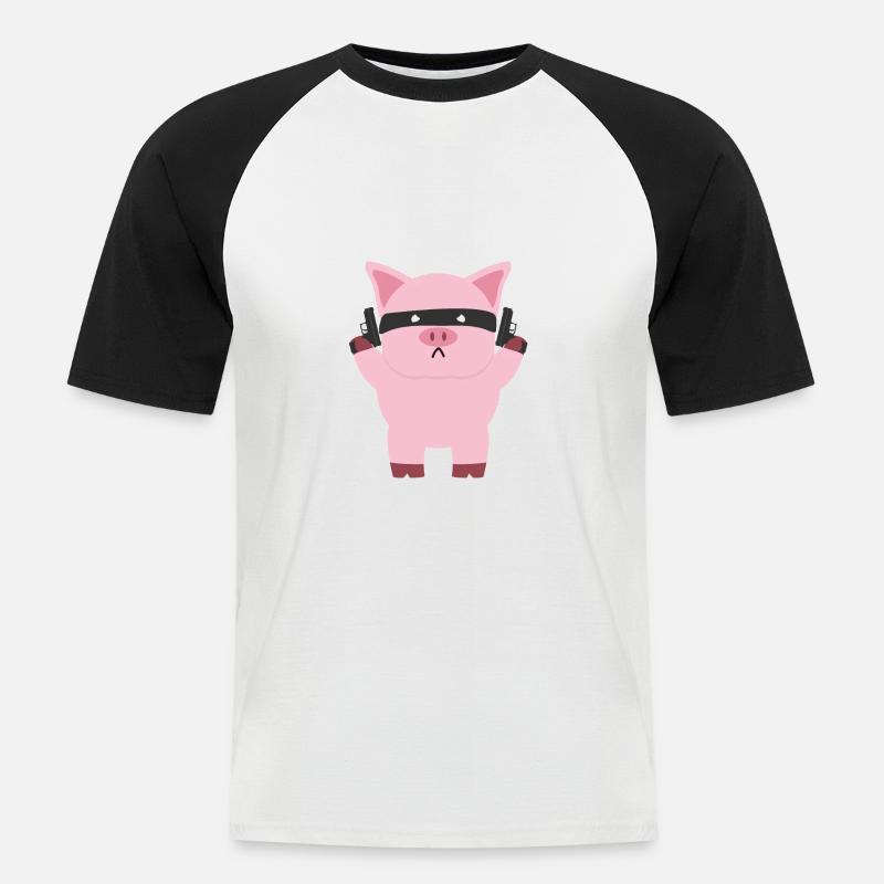 Maiale - Maglia da baseball a manica corta da uomo - bianco/nero