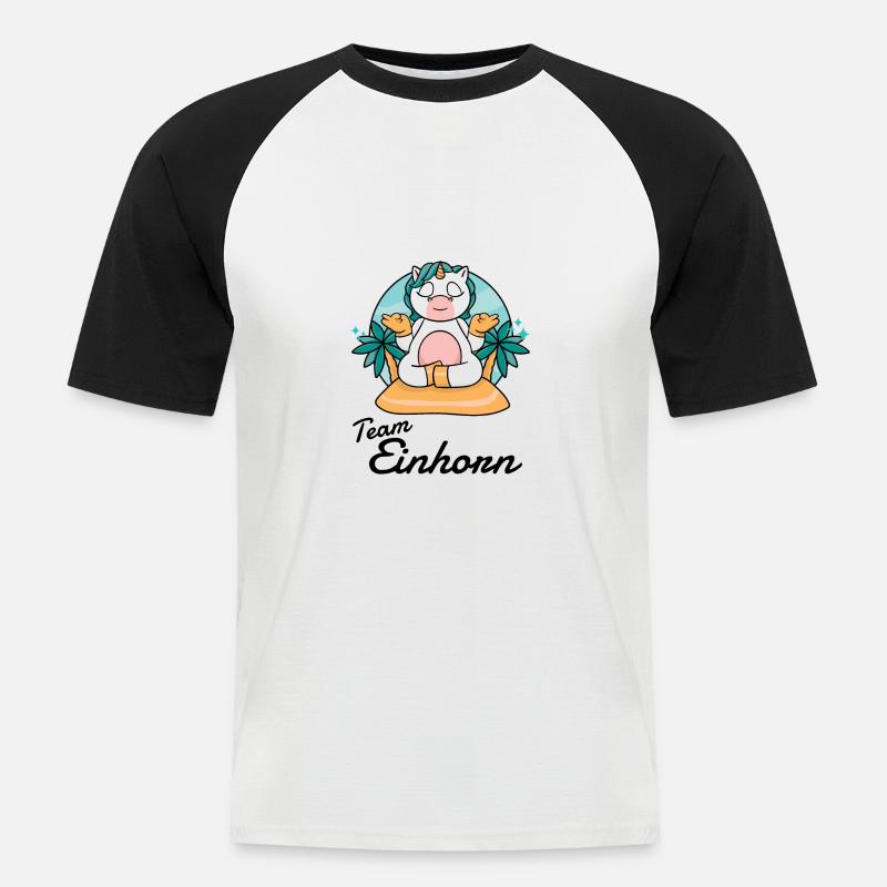 Team Einhorn - Männer Baseball-T-Shirt - Weiß/Schwarz