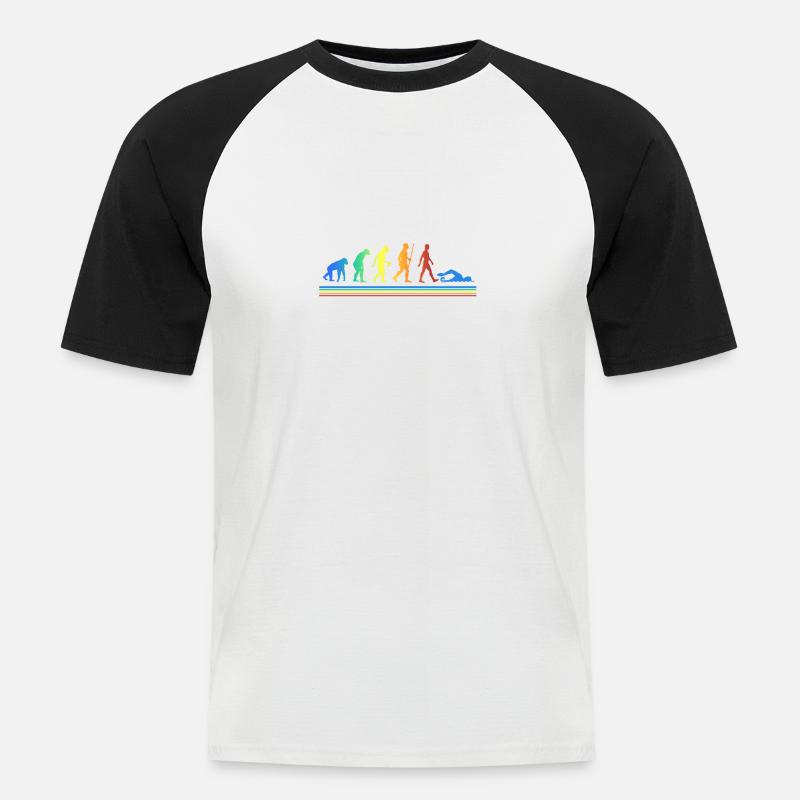 Schwimmer Evolution Freizeitsport Athleten - Männer Baseball-T-Shirt - Weiß/Schwarz
