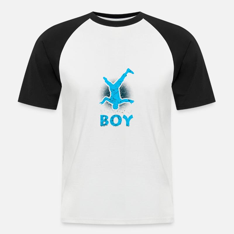 Breakdance Junge Tänzer Breakdancing - Männer Baseball-T-Shirt - Weiß/Schwarz