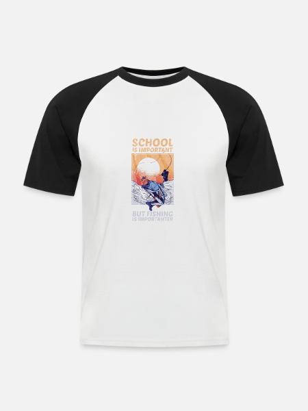 Fishing Is Importanter - Männer Baseball-T-Shirt - Weiß/Schwarz