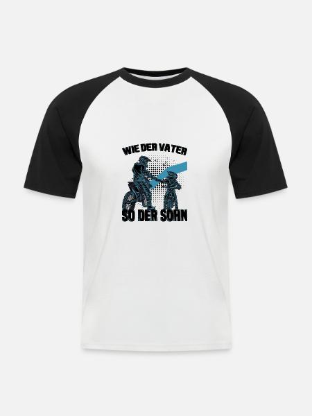 Motocross - Männer Baseball-T-Shirt - Weiß/Schwarz