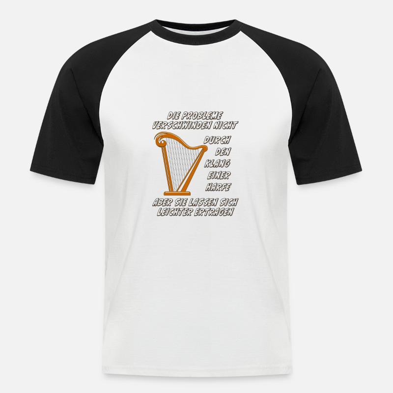 DURCH DEN KLANG EINER HARFE - Männer Baseball-T-Shirt - Weiß/Schwarz