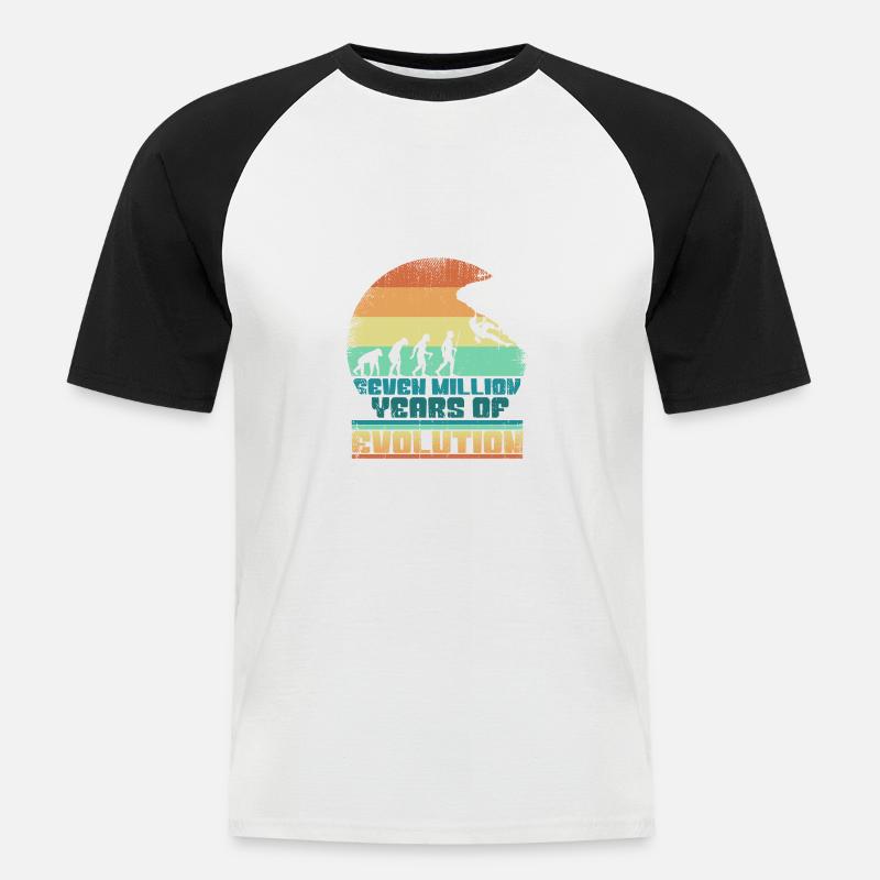 Kletterer Klettern Bouldern Evolution 005-144 - Männer Baseball-T-Shirt - Weiß/Schwarz
