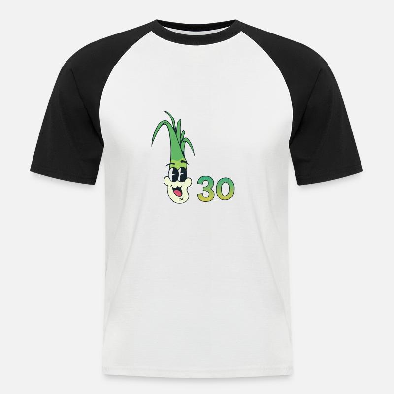 Hurra der Lauch wird 30 - Männer Baseball-T-Shirt - Weiß/Schwarz