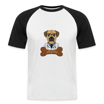 Vétérinaire Puggle Trust Me Im A Dogtor - T-shirt baseball manches courtes Homme - blanc/noir - Devant - Nik (191cm)