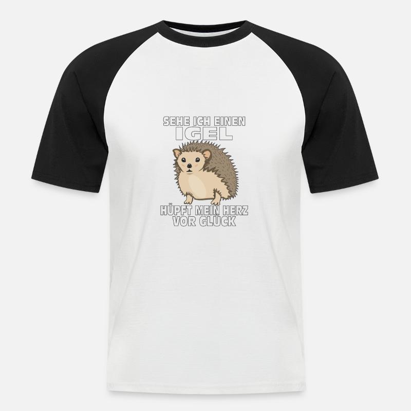SEHE ICH EINEN IGEL - Männer Baseball-T-Shirt - Weiß/Schwarz