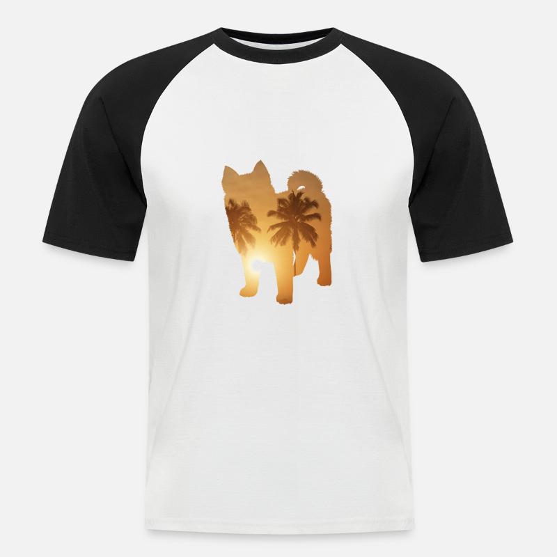 Sommerstrand - Pomsky - Männer Baseball-T-Shirt - Weiß/Schwarz