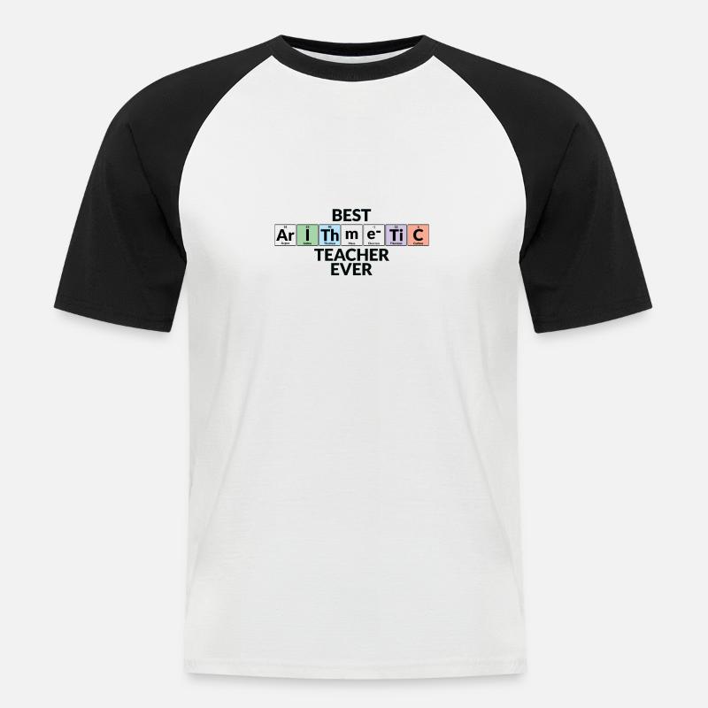 Bester Arithmetiklehrer Aller Zeiten - Männer Baseball-T-Shirt - Weiß/Schwarz