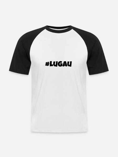 Lugau meine Heimat - Männer Baseball-T-Shirt - Weiß/Schwarz