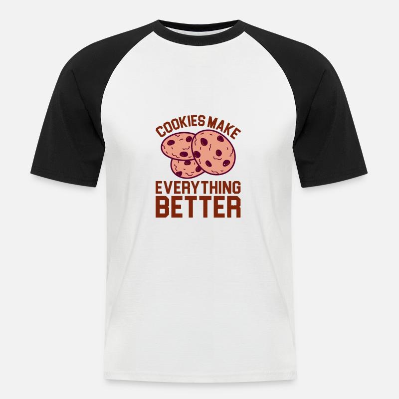 Cookies Make Everything Better 5 - Männer Baseball-T-Shirt - Weiß/Schwarz