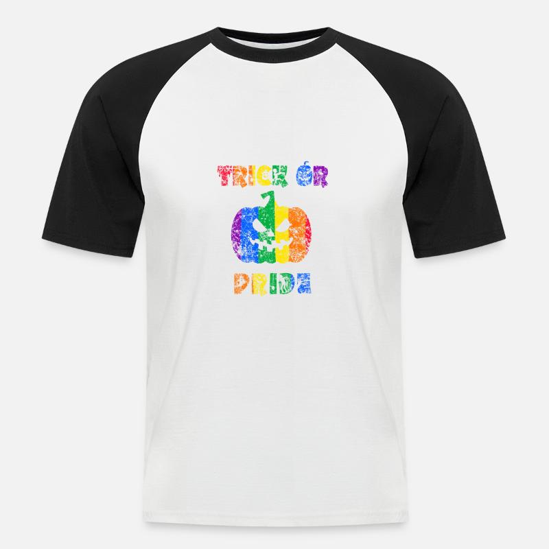 Trick oder Stolz Halloween Stolz - Männer Baseball-T-Shirt - Weiß/Schwarz