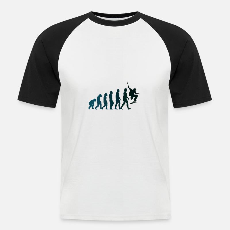 Skateboarder Skateboard Evolution - Männer Baseball-T-Shirt - Weiß/Schwarz