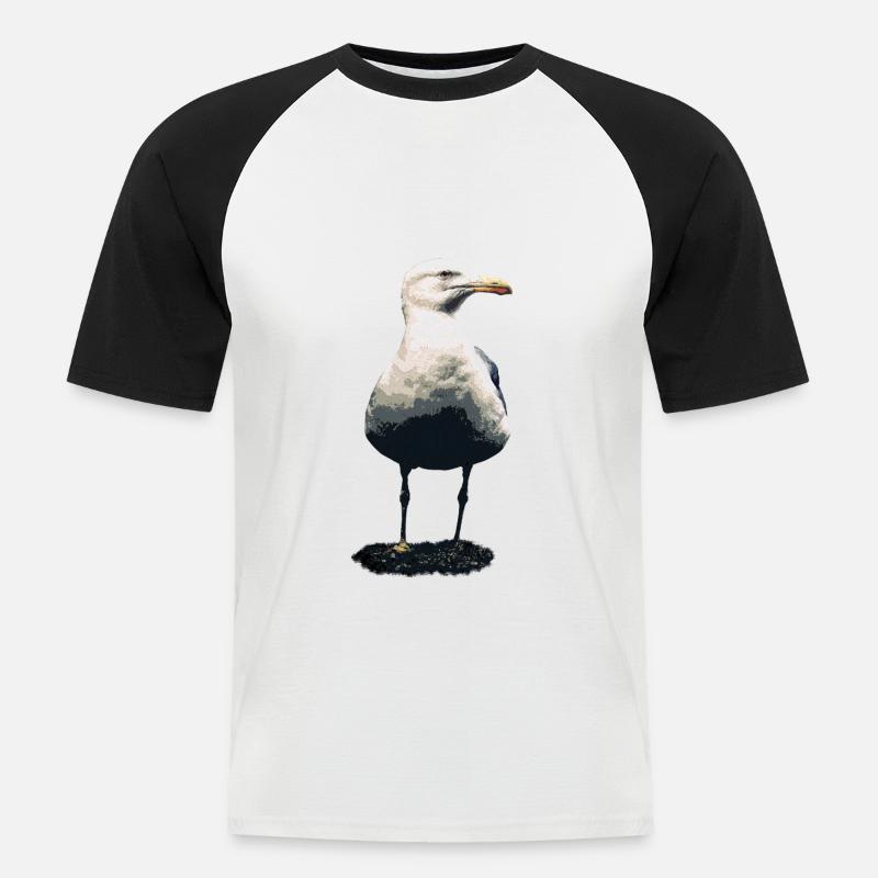 Möwe - Männer Baseball-T-Shirt - Weiß/Schwarz