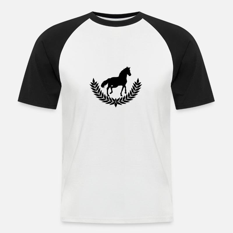 Pferde Liebe - Männer Baseball-T-Shirt - Weiß/Schwarz