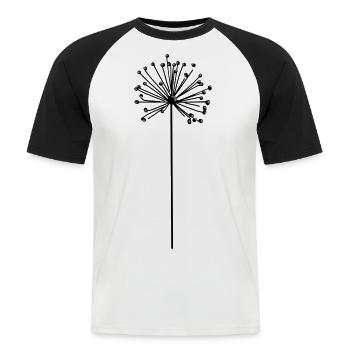 Pusteblume - Männer Baseball-T-Shirt - Weiß/Schwarz - Vorne - Nik (191cm)