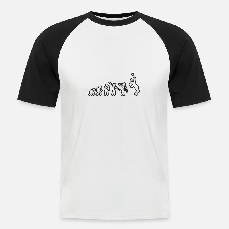 Evolution Tennis White Grunge - Männer Baseball-T-Shirt - Weiß/Schwarz