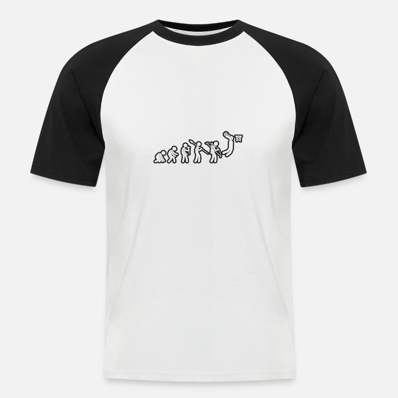 Evolution Basketball White Grunge - Männer Baseball-T-Shirt - Weiß/Schwarz