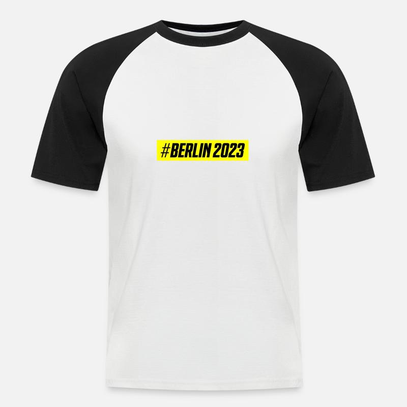 Berlin 2023 - Männer Baseball-T-Shirt - Weiß/Schwarz