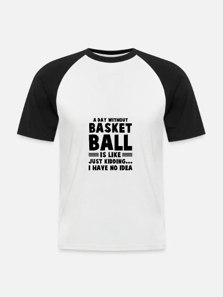 basket-ball rigolade - T-shirt baseball manches courtes Homme - blanc/noir