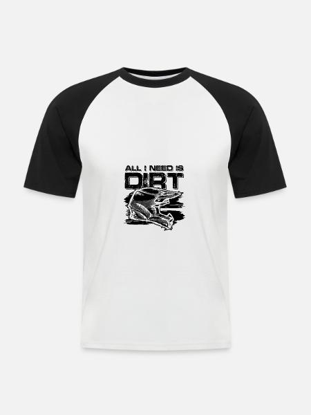 dirt motocross - Men's Baseball T-Shirt - white/black