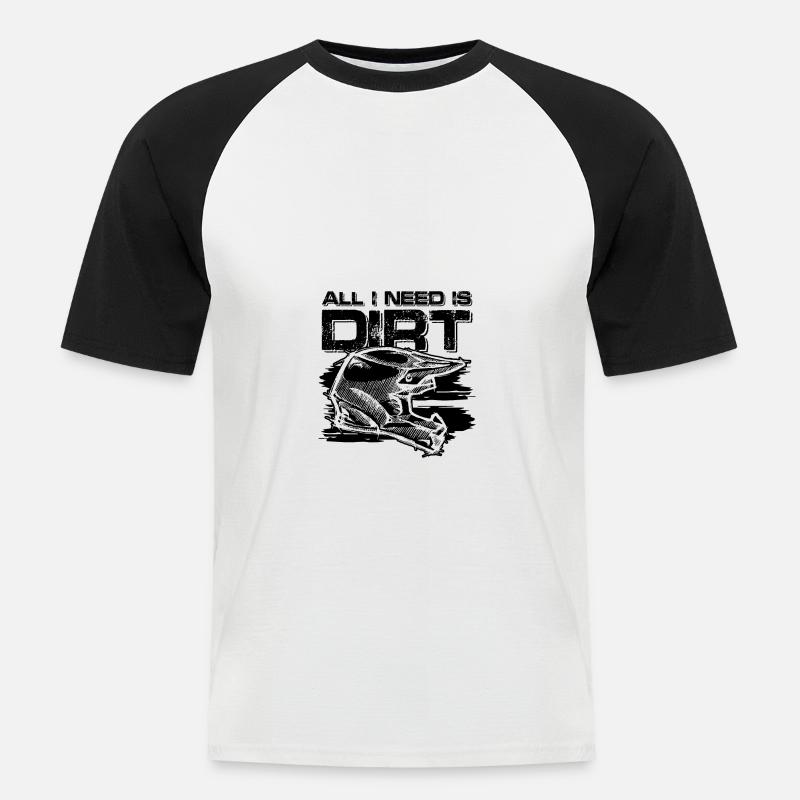 dreck motocross - Männer Baseball-T-Shirt - Weiß/Schwarz