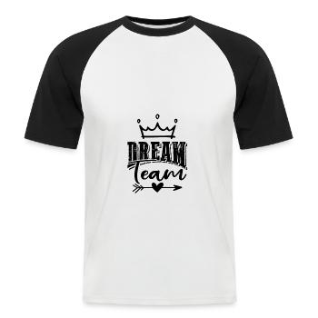 Dream Team - T-shirt baseball manches courtes Homme - blanc/noir - Devant - Nik (191cm)