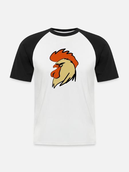 ROOSTER BOOSTER - Männer Baseball-T-Shirt - Weiß/Schwarz