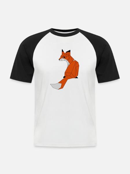 Farbiger geometrischer Fuchs - Männer Baseball-T-Shirt - Weiß/Schwarz
