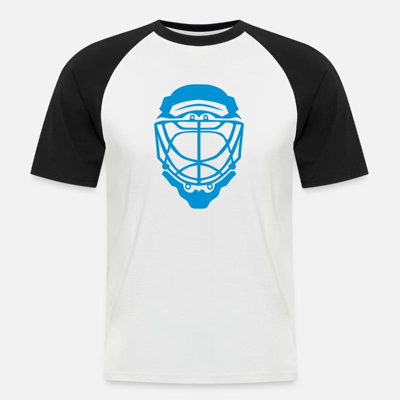 Helm Eishockey Torwart - Männer Baseball-T-Shirt - Weiß/Schwarz
