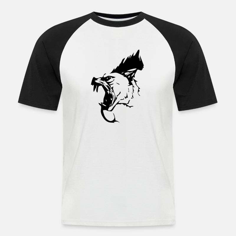 dark_dog_vector - Männer Baseball-T-Shirt - Weiß/Schwarz