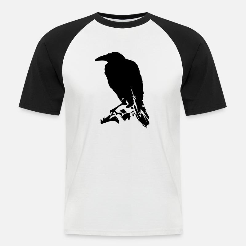 Rabe / Raven (1c) - Männer Baseball-T-Shirt - Weiß/Schwarz