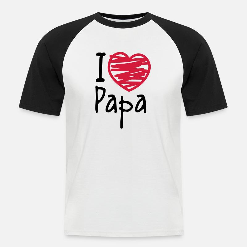 papa - Männer Baseball-T-Shirt - Weiß/Schwarz