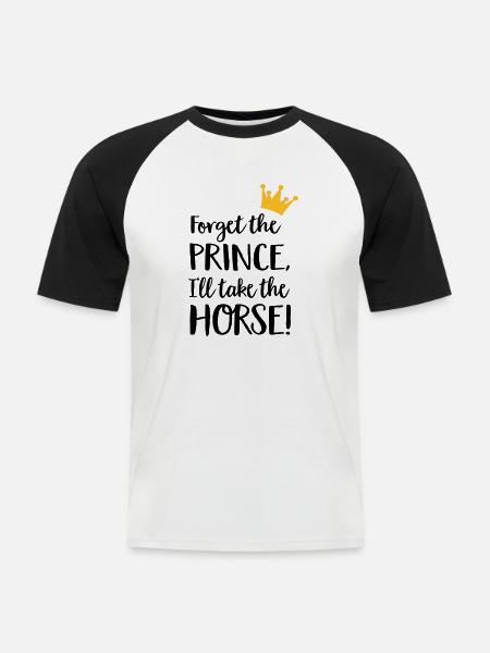 Pferd - Männer Baseball-T-Shirt - Weiß/Schwarz