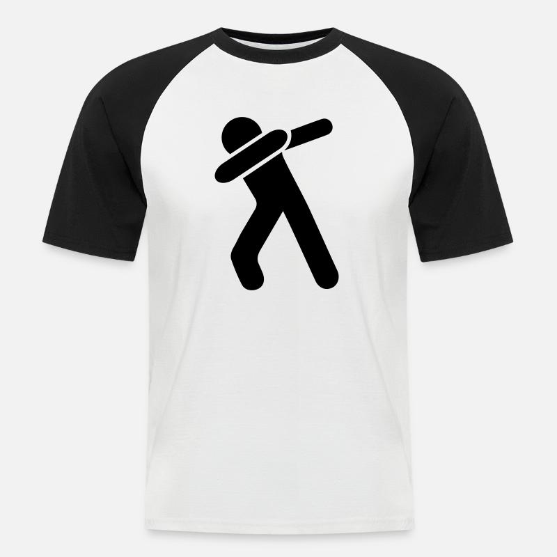 dab dabbing man - Männer Baseball-T-Shirt - Weiß/Schwarz
