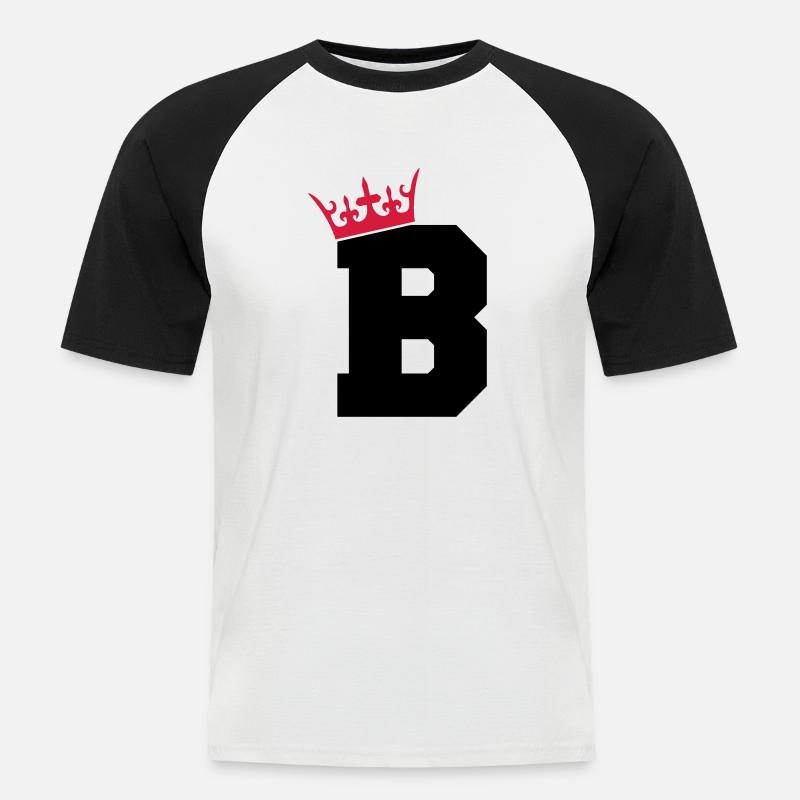buchstabe_b_king_02 - Männer Baseball-T-Shirt - Weiß/Schwarz