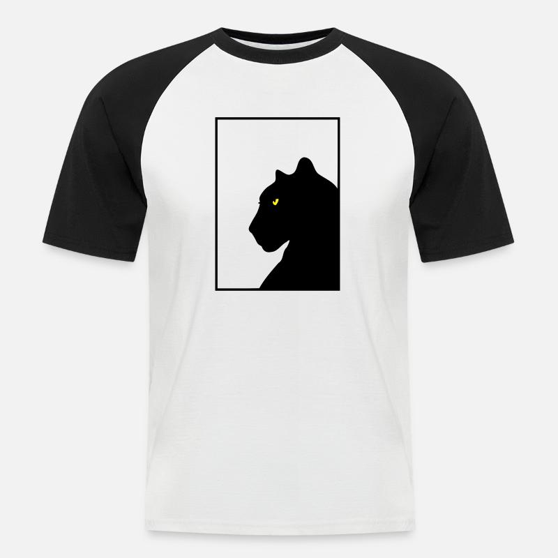 Panther black frame - Männer Baseball-T-Shirt - Weiß/Schwarz