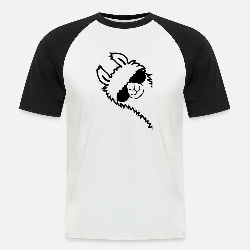 Lama guckt seitlich - Männer Baseball-T-Shirt - Weiß/Schwarz