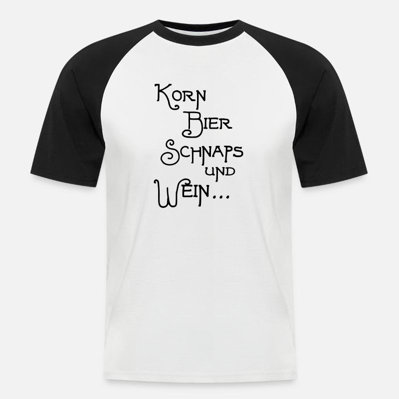 Korn Bier Schnaps - Männer Baseball-T-Shirt - Weiß/Schwarz
