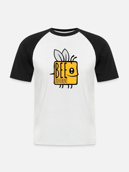 bee citation différente - T-shirt baseball manches courtes Homme - blanc/noir