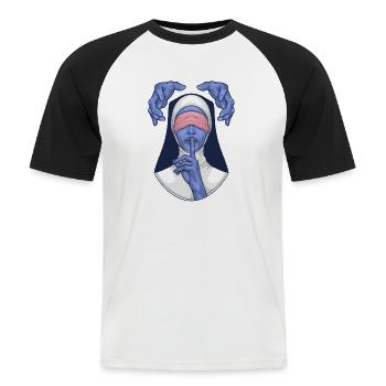 Die Nonne - Männer Baseball-T-Shirt - Weiß/Schwarz - Vorne - Nik (191cm)