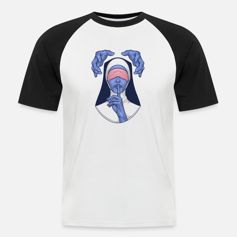 Die Nonne - Männer Baseball-T-Shirt - Weiß/Schwarz