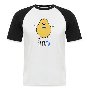Papa dans le rôle de Papaya - T-shirt baseball manches courtes Homme - blanc/noir - Devant - Nik (191cm)