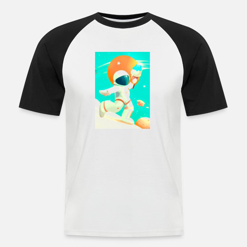 Astronaut mit Eiscreme - Männer Baseball-T-Shirt - Weiß/Schwarz