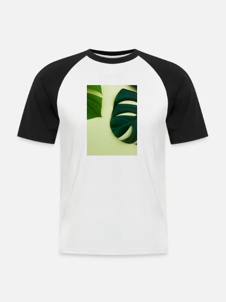 Monstera-Blätter - Männer Baseball-T-Shirt - Weiß/Schwarz