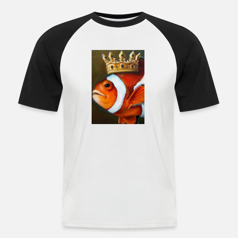 Clownfisch mit einer Krone - Männer Baseball-T-Shirt - Weiß/Schwarz