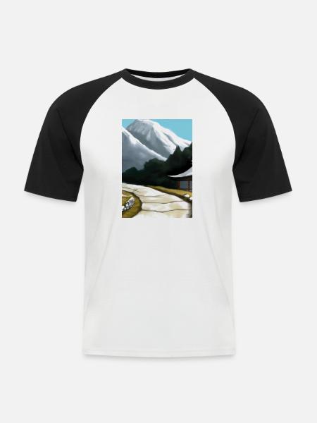 Pfad zu einem Berg - Männer Baseball-T-Shirt - Weiß/Schwarz